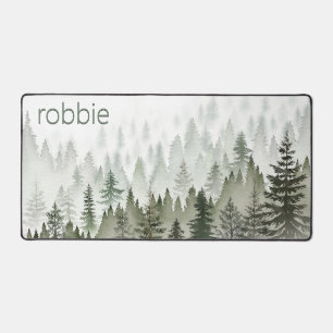 Rustiek Misty Forest Groen & Wit Monogram Bureaumat