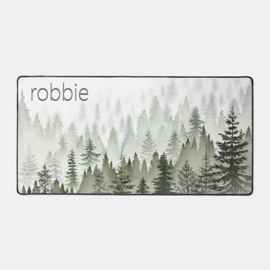 Rustiek Misty Forest Groen & Wit Monogram Bureaumat (Voorkant)