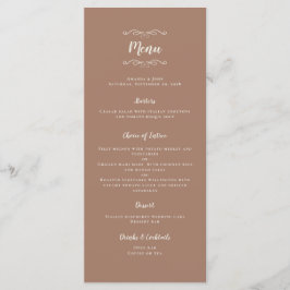 Rustiek Mocha Bruin Trouwcrème Script Diner Menu