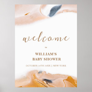 Rustiek Modern Abstract Baby shower Welkom Poster