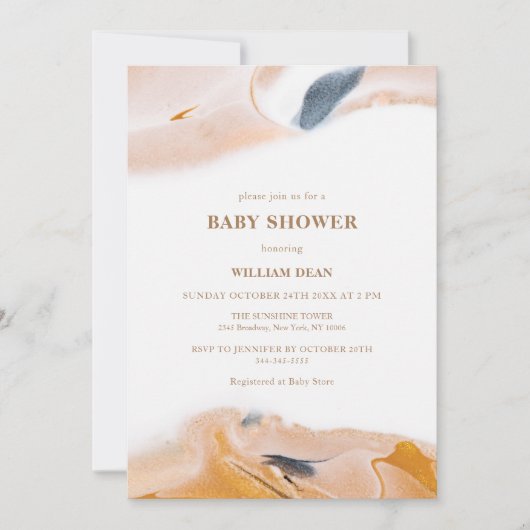 Rustiek Modern Abstract Waterverf Baby shower Kaart (Voorkant)