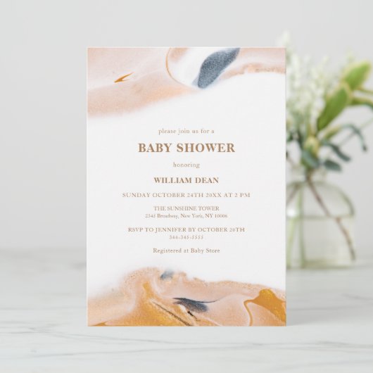 Rustiek Modern Abstract Waterverf Baby shower Kaart (Staand voorkant)