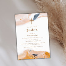 Rustiek Modern Abstract Waterverf Cross Baptism