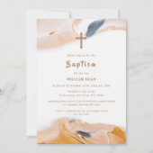 Rustiek Modern Abstract Waterverf Cross Baptism Kaart (Voorkant)