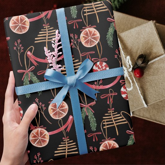 Rustiek modern Abstract winterkerstpatroon Cadeaupapier