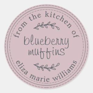Rustiek Modern Baked Goods Blueberry Muffins Paars Ronde Sticker