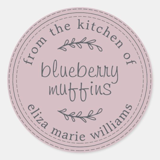Rustiek Modern Baked Goods Blueberry Muffins Paars Ronde Sticker (Voorkant)