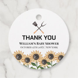 Rustiek Modern BBQ Zonnebloem Baby shower Bedankjes Labels