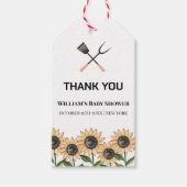 Rustiek Modern BBQ Zonnebloem Baby shower Cadeaulabel (Voorkant)