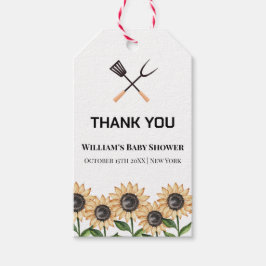 Rustiek Modern BBQ Zonnebloem Baby shower Cadeaulabel