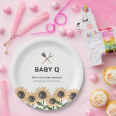 Rustiek Modern BBQ Zonnebloem Baby shower Papieren Bordje (Feest)