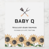 Rustiek Modern BBQ Zonnebloem Baby shower Wijn Etiket (Enkel label)