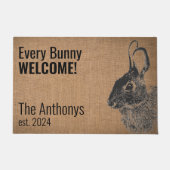 Rustiek Modern Black Bunny Konijn Welkom Mat (Voorkant)