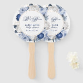 Rustiek Modern Blauw & Wit Bloem Baby shower Handwaaier (Voorkant en achterkant)