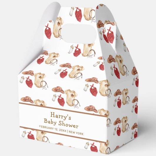 Rustiek Modern Boho Western Cowboy Baby shower Bedankdoosjes (Achterkant)