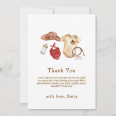 Rustiek Modern Boho Western Cowboy Baby shower Bedankkaart (Voorkant)