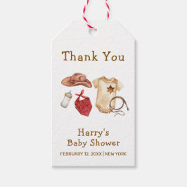 Rustiek Modern Boho Western Cowboy Baby shower Cadeaulabel