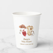 Rustiek Modern Boho Western Cowboy Baby shower Papieren Bekers (Achterkant)