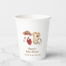 Rustiek Modern Boho Western Cowboy Baby shower Papieren Bekers