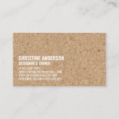 Rustiek modern bruin kurk handgemaakt wit vet lett visitekaartje (Achterkant)