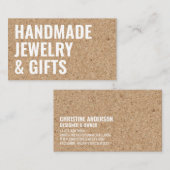 Rustiek modern bruin kurk handgemaakt wit vet lett visitekaartje (Voorkant / Achterkant)