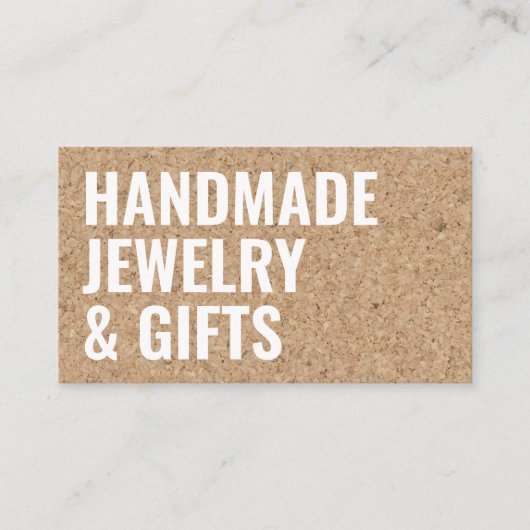 Rustiek modern bruin kurk handgemaakt wit vet lett visitekaartje (Voorkant)