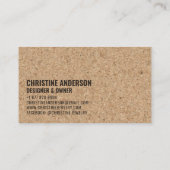 Rustiek modern bruin kurk handgemaakt zwart vet le visitekaartje (Achterkant)