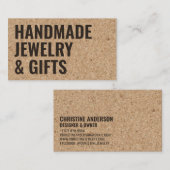 Rustiek modern bruin kurk handgemaakt zwart vet le visitekaartje (Voorkant / Achterkant)