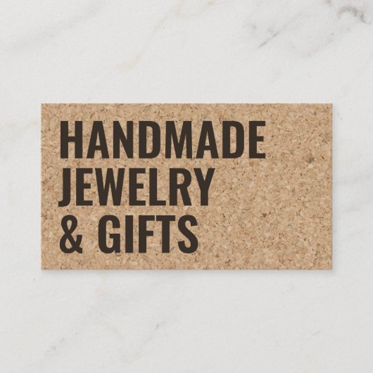 Rustiek modern bruin kurk handgemaakt zwart vet le visitekaartje (Voorkant)