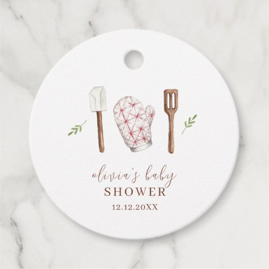 Rustiek Modern Chef Keuken Spul Baby shower Bedankjes Labels (Voorkant)
