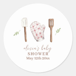 Rustiek Modern Chef Keuken Spul Baby shower Ronde Sticker