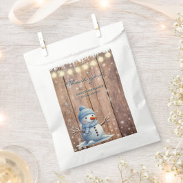 Rustiek Modern Elegant Blue Snowman Baby shower Bedankzakje