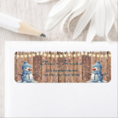 Rustiek Modern Elegant Blue Snowman Baby shower Etiket (Insitu)