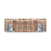 Rustiek Modern Elegant Blue Snowman Baby shower Etiket (Voorkant)