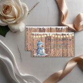 Rustiek Modern Elegant Blue Snowman Baby shower Informatiekaartje