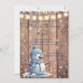 Rustiek Modern Elegant Blue Snowman Baby shower Kaart (Voorkant)