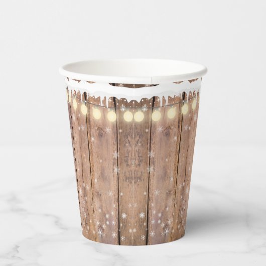 Rustiek Modern Elegant Blue Snowman Baby shower Papieren Bekers (Rechts)