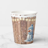 Rustiek Modern Elegant Blue Snowman Baby shower Papieren Bekers (Voorkant)
