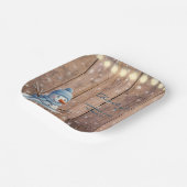 Rustiek Modern Elegant Blue Snowman Baby shower Papieren Bordje (Gebogen)