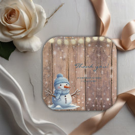 Rustiek Modern Elegant Blue Snowman Baby shower Papieren Bordje