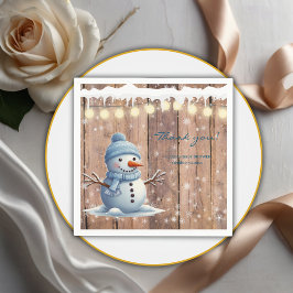Rustiek Modern Elegant Blue Snowman Baby shower Servet