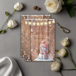 Rustiek Modern Elegant Snowman Baby shower Bedankkaart