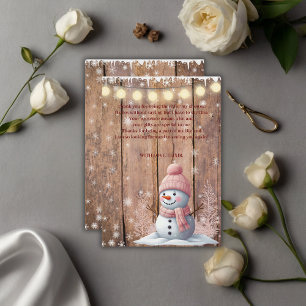 Rustiek Modern Elegant Snowman Baby shower Bedankkaart