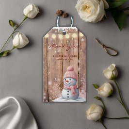 Rustiek Modern Elegant Snowman Baby shower Cadeaulabel