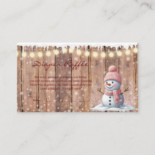 Rustiek Modern Elegant Snowman Baby shower Informatiekaartje (Voorkant)
