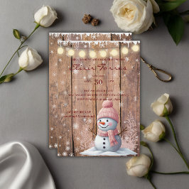 Rustiek Modern Elegant Snowman Baby shower Kaart