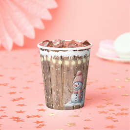 Rustiek Modern Elegant Snowman Baby shower Papieren Bekers