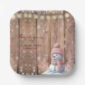 Rustiek Modern Elegant Snowman Baby shower Papieren Bordje (Voorkant)