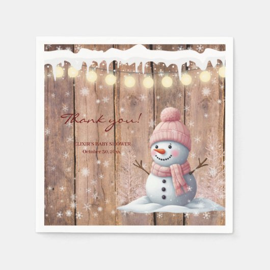 Rustiek Modern Elegant Snowman Baby shower Servet (Voorkant)