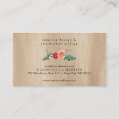 Rustiek  Modern Floral Motief Tan Woodgrain Visitekaartje (Achterkant)